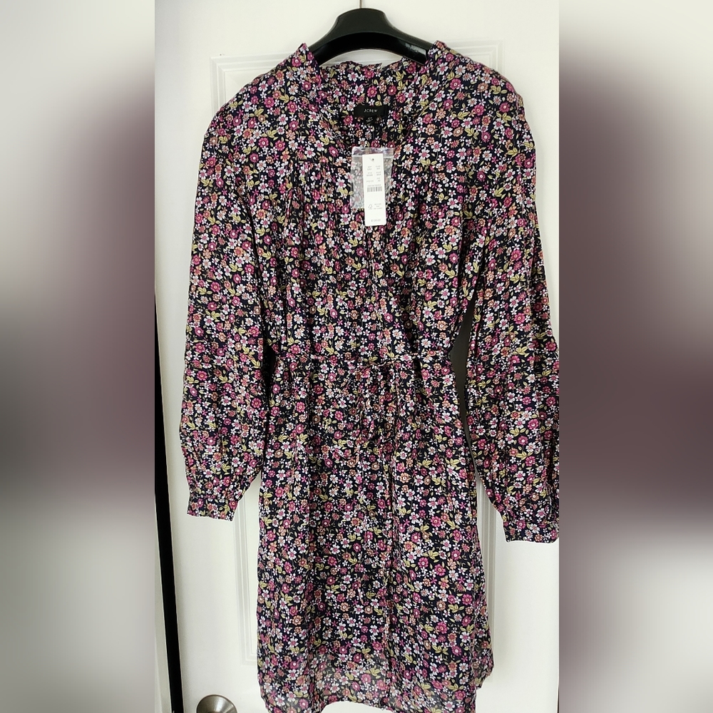 NWT J.Crew gorgeous blue floral mini dress XS with pockets!
